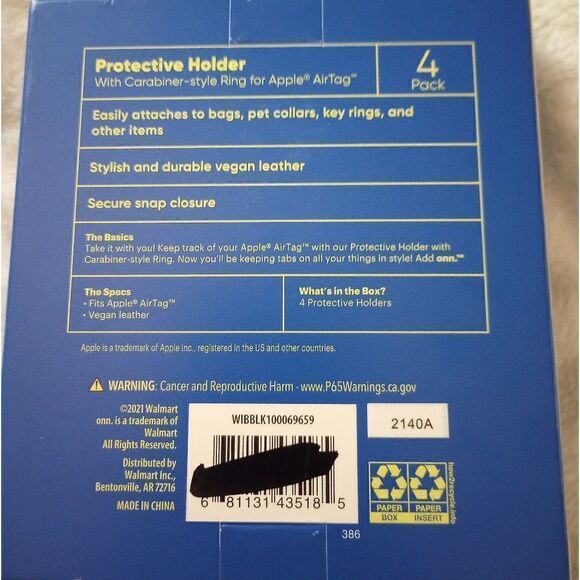 Apple air tag protective holder 4 pack with carabiner style ring nwt - Picture 2 of 5